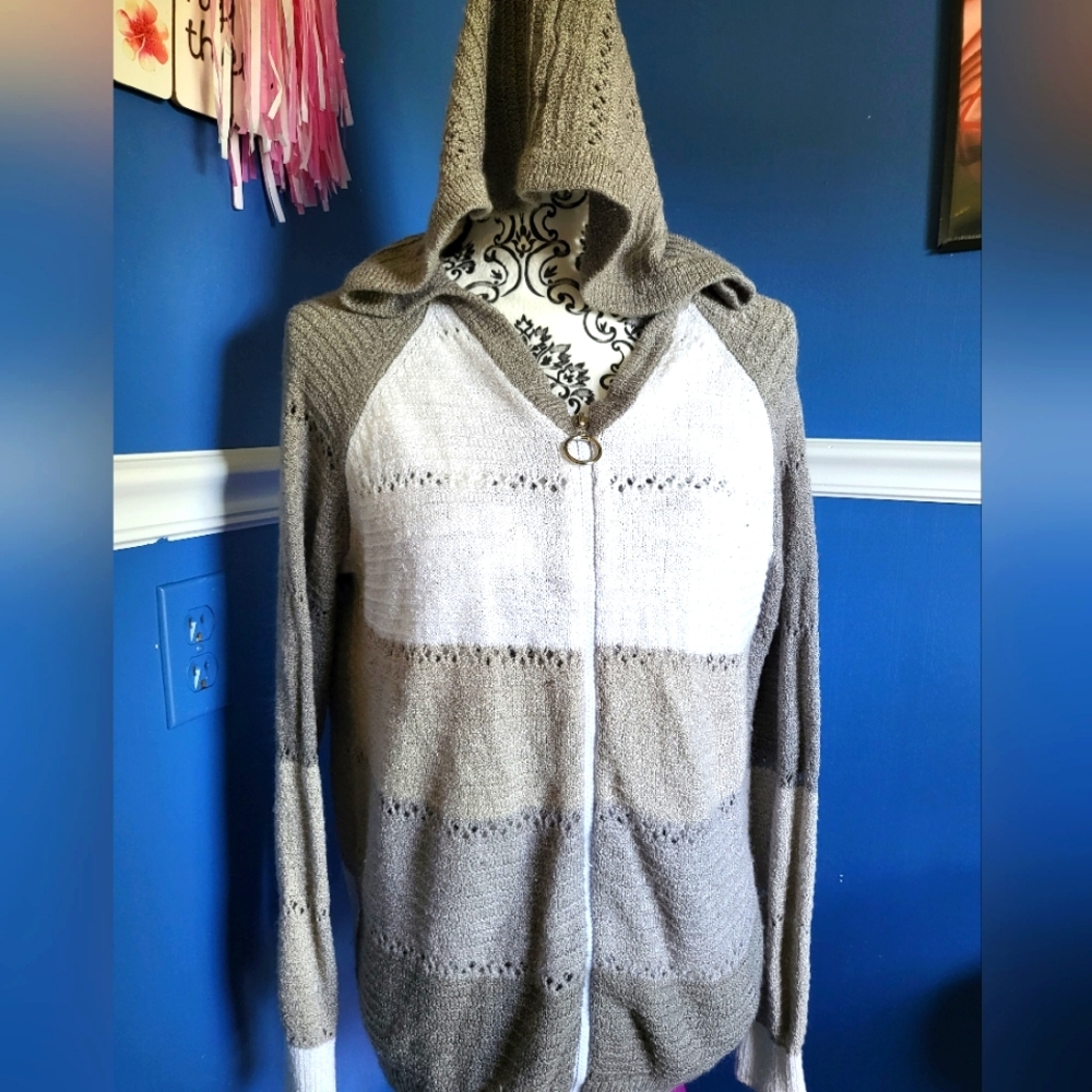 Hooded zip up sweater Grey XL